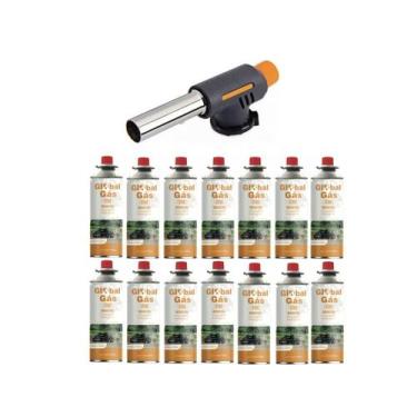 Imagem de Kit maçarico culinário automatico controle da chama artesanato solda +