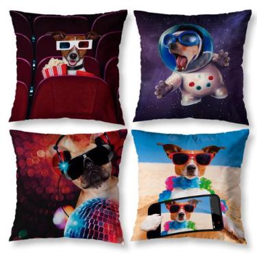 Imagem de Kit 4 Capas de Almofada 40cm Estampada Cachorros Invisível - Mercado B