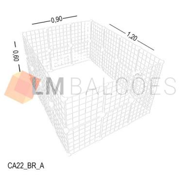 Imagem de Cercadinho Aramado Branco Para Pet - 1,20 X 0,60 X 0,90m - LM Balcoes