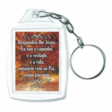 Imagem de Kit De Chaveiros Acrílicos 3x4cm João 14:6 Respondeu-lhe Jesus - 12 Un