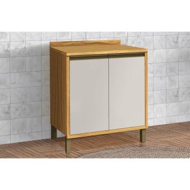 Imagem de Gabinete de Cozinha Modulado Balcão c/ Tampo Tempranillo c/ 2 Portas 80cm Amendoa/Off White - Ronipa