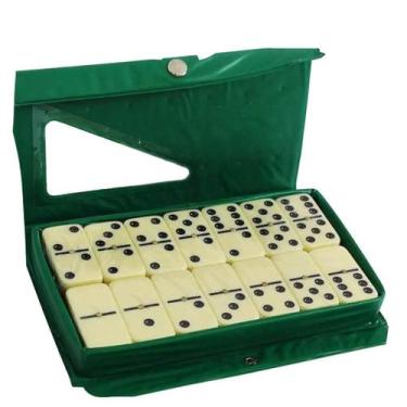 Imagem de Dominó De Osso 6mm 28 Peças Com Estojo Colorido Casual - Aliança, Verd