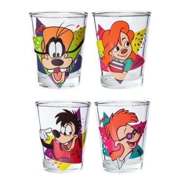 Imagem de Silver Buffalo Disney Um Pateta Filme com Pateta, Max Goof, Roxanne e Bobby Zimuruski Pacote com 4 Mini Vidros, 42,5 g