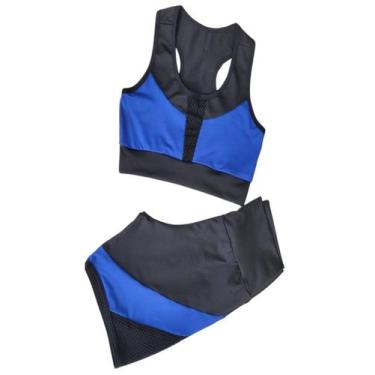 Imagem de Conjunto Fitness Feminino Roupa Academia Short E Top - WM, G, Azul