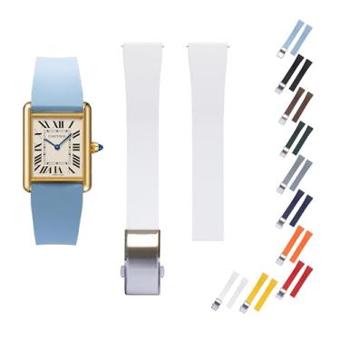 Imagem de Pulseira de borracha de liberação rápida para relógios Cartier, pulseira de borracha FKM para relógios Cartier Santos, várias cores (19 mm, branco)