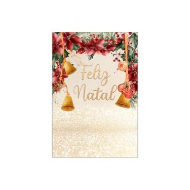 Imagem de Painel De Festa Vertical 1,50 x 2,20 - Feliz Natal Flores Vermelhas Si