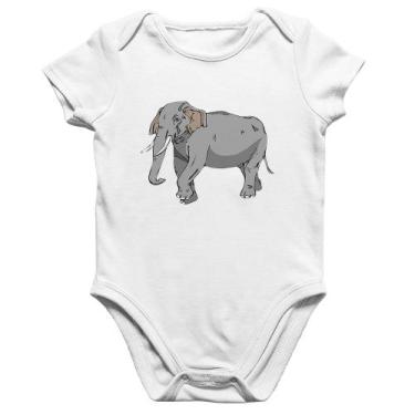 Imagem de Body Bebê Algodão Elefante Ilustração - Foca na Moda, Branco, GG
