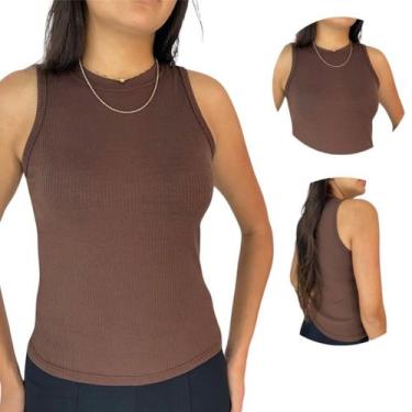 Imagem de Camiseta Feminina Canelada Regata Lisa Academia Verão - CL Modas, Marr