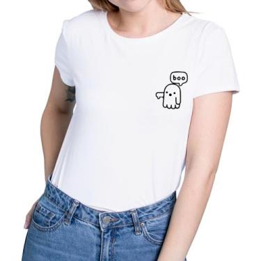 Imagem de Camiseta Feminina Baby Look Fantasma Mini Boo Halloween Dia Das Bruxas