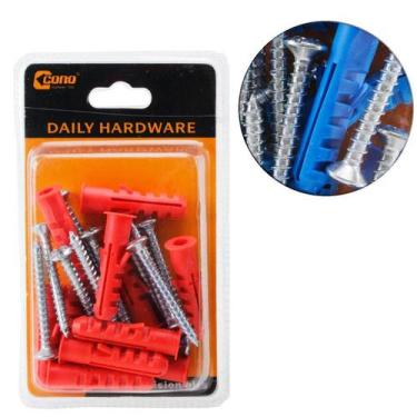 Imagem de 10 Parafusos 10 Buchas 10mm Aba Anel Nylon Parede - Da Terra, Parede