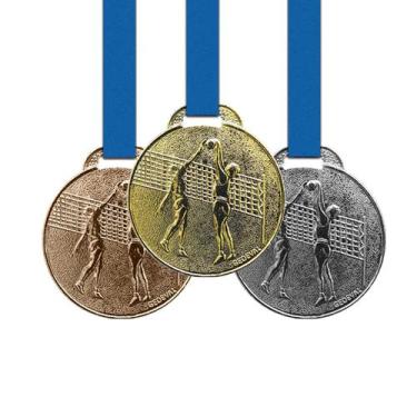Imagem de 80 Medalhas Vôlei Metal 35mm Ouro Prata Bronze - Gedeval