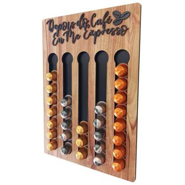 Imagem de Porta Cápsulas Café 30x40 Nespresso - Nogueira - Depois do Café 40 Cáp