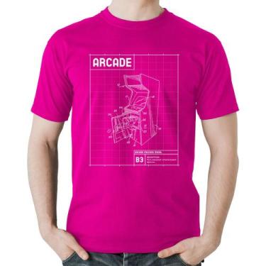Imagem de Camiseta Algodão Arcade Fliperama Projeto - Foca na Moda, Rosa, G