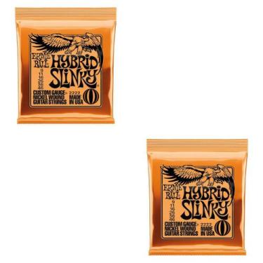 Imagem de Kit 2 Encordoamentos Para Guitarra 009 Hybrid Slinky Níquel Ernie Ball