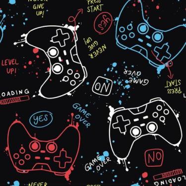 Imagem de Papel De Parede Temático Gamer Com Controles - 3,30x0,50m - DEKAL DECO