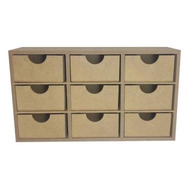 Imagem de Mini Organizador Retangular 9 Gavetas 29x9x16,5 Mdf Madeira - ATACADÃO