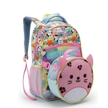 Imagem de Kit Mochila Infantil Juvenil Escolar Menina Com Lancheira Grande Resis