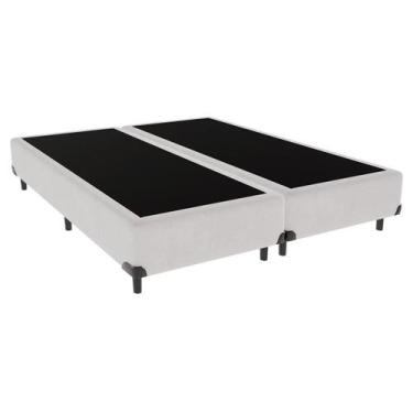Imagem de Cama Box Casal Bipartida Sintético Branco - Total Colchões