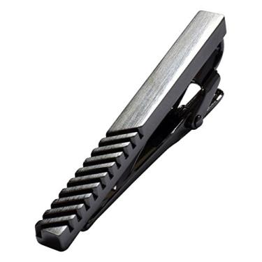 Imagem de [TAVARAT] Grampos de gravata para homens, design listrado, preto, prata, prendedor de gravata Tps-061, free, latão, Sem Pedra Preciosa