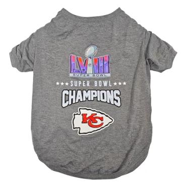 Imagem de Camiseta NFL 2023 Super Bowl LVII Championship Kansas City Chiefs Pet Camiseta, durável Sporty Pet Tee, pequena. *Edição limitada NFL Champ Dog. Camiseta licenciada para cães e gatos