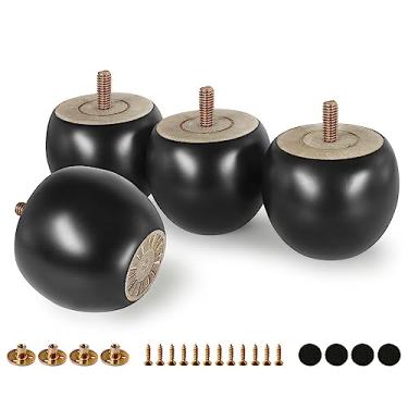 Imagem de Pernas de móveis de madeira de borracha FoDau770 6 cm, pés modernos de sofá de meados do século, conjunto de 4 pés de cômoda vintage, perna de substituição de perna otomana redonda para projetos de