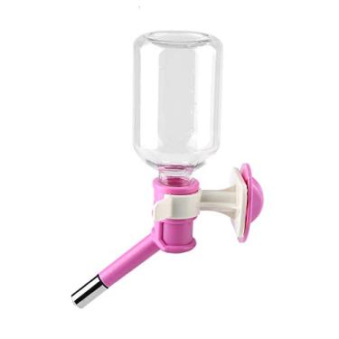Imagem de Fonte de cabeça para garrafa de bebida para cães de estimação, dispensador portátil de água para gatos (S 150ml rosa), material ecológico, limpo e higiênico, suporte de parafuso (plplaaooEClf-01)
