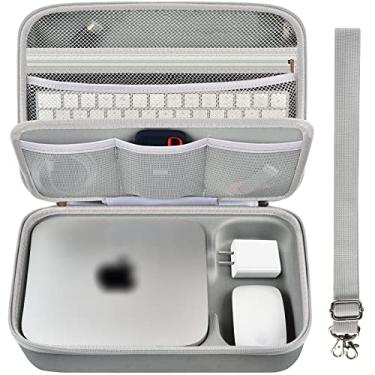 Imagem de Capa compatível com Apple Mac Mini, bolsa de armazenamento portátil de viagem rígida para teclado, mouse, disco rígido, disco U, cabo de carregamento e outros acessórios (apenas caixa), Preto: cinza