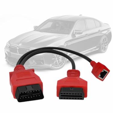 Imagem de AMHTDOL Conector adaptador de gateway de programação BMW RJ45 F-Chassis funciona com Maxisys MS908 MS908S Pro Obdii Code Reader RJ45 16 pinos obd2 cabo adaptador Ethernet cabo scanner ferramenta de