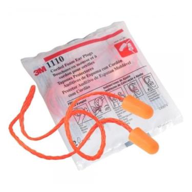 Imagem de Kit 5 Protetor Auricular 3m 1110 16db Espuma Com Cordão, Laranja