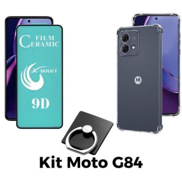 Imagem de Kit Capa + Película de Cerâmica + Anel Suporte para Motorola Moto G84 