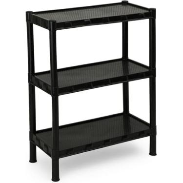 Imagem de Estante Plástica Preta 3 Prateleiras Compacta Multiuso