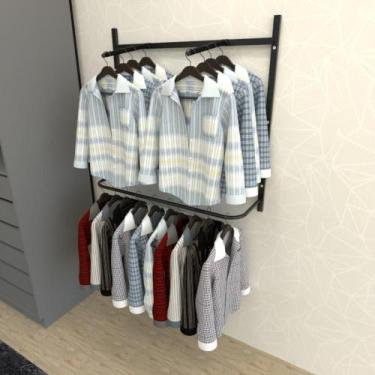 Imagem de Arara de roupas closet quarto com 6 peças cremalheira 100x100 cm cor p