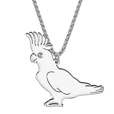 Imagem de NEWEI Colar de papagaio arara de aço inoxidável com pingente delicado de pássaro calopsita joias presentes para mulheres e meninas amuletos de papagaio, Medium, Aço inoxidável, Sem Pedra Preciosa