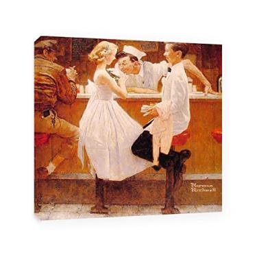 Imagem de Norman Rockwell Prints-Canvas Print Wall Art Famous Painting-"After the Prom'Art Reprodução em tela pôster de imagem - para decoração de parede de sala de estar 30 x 30 cm (12 x 12 pol) emoldurado