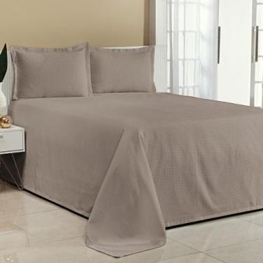 Imagem de Kit Cobre Leito Super King Bella Piquet 03 Peças - Avelã Liso - Bordad