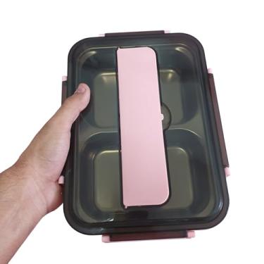 Imagem de Marmita Térmica Inox Hermético Pote Divisória Compartimento Talher