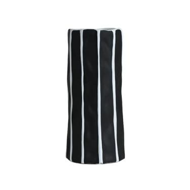 Imagem de Arranjo de flores de cerâmica preto e branco pintado à mão, vaso de decoração de casa de sala de estar simples - TC083 (embalagem de espuma)