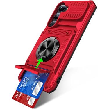 Imagem de Capa para Samsung Galaxy S23 com suporte de anel giratório de 360° e suporte para cartão [com protetor de tela] capa de grau militar, capa protetora resistente à prova de choque para Samsung S23 5G
