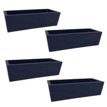 Imagem de Kit 4 Jardineiras de Plantas Azul 37x15 Floreira Polietileno - Alpe & 
