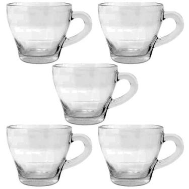 Imagem de Jogo C/ 5 Xicaras De Vidro Transparente P/ Café Lisa 70ml - Carmisini