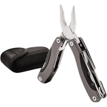 Imagem de Alicate Multifuncional 9 em 1, Aço Inox, com Bainha, Preto, para Camping e Pesca
