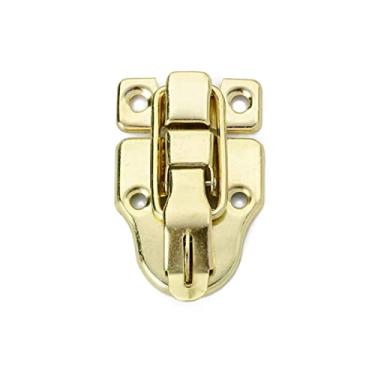 Imagem de Pacote com 6 unidades de caixa estilo vintage, trinco antigo, metal, bico de pato para caixa de joias, caixa de madeira, caixa simples, artesanal, estilo vintage (ouro com orifício para cadeado)