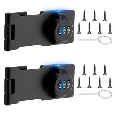 Imagem de TOKCKYBL Fechadura de armário sem chave com código de combinação – Trava de trava com chave de senha de 3 dígitos para gavetas, porta de armário dobrável e porta dupla face (preto, 11 cm, pacote com 2