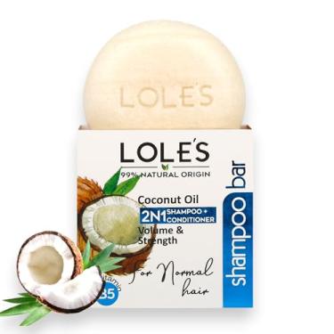 Imagem de LOLE'S Shampoo Bar & Condicionador 2 em 1 com óleo de coco para cabelos normais, volume e força, ingredientes de 99% de origem natural, cera de abelha de origem sustentável, livre de conservantes, silicones, sabão e corantes, com embalagem sem plástico, 100 ml