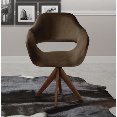 Imagem de Poltrona Decorativa Zara Pé Giratório de Madeira Sala Recepção