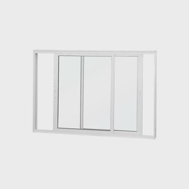 Imagem de Janela de Correr Abertura Dupla 2 Folhas Vidro Liso 100x150cm Premium Esquadrias