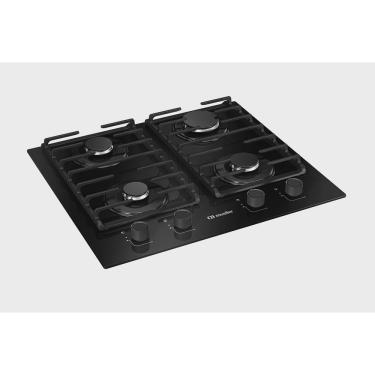 Imagem de Fogão Cooktop Elétrico Bivolt 4 Bocas Ultra Chama MCG4BM Grade Dupla Mesa de Vidro Mueller Preto