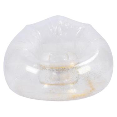 Imagem de Cadeira de sofá Inflável de PVC Clara, Portátil, Inodoro, sofá de Lounge, Transparente, Leve, de Apoio, para Relaxar, Ler, Noites de Cinema (Ouro)