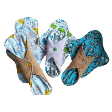 Imagem de Kit com 10 absorventes ecológicos e reutilizáveis para fluxo intenso -