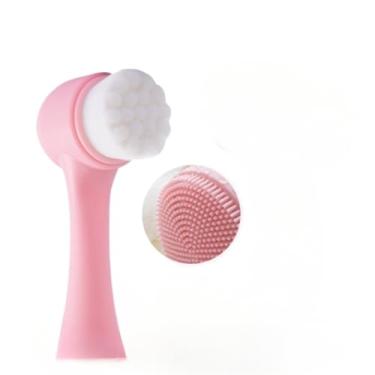 Imagem de Escova Limpeza Facial 2 Em 1 Aparelho Massagem Esponja Cerdas Macias Dupla Face Escova De Limpeza